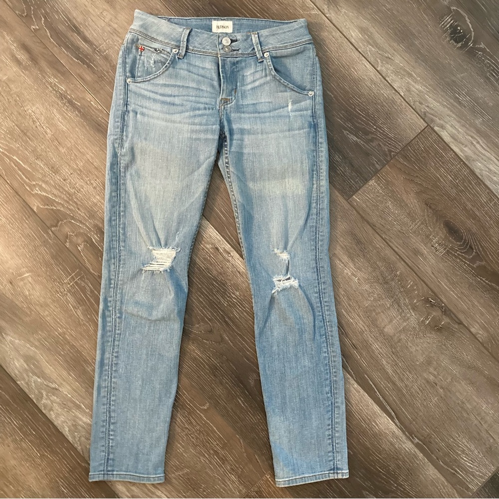 Hudson Collin Flap Skinny Crop Light Blue Jean Size 26